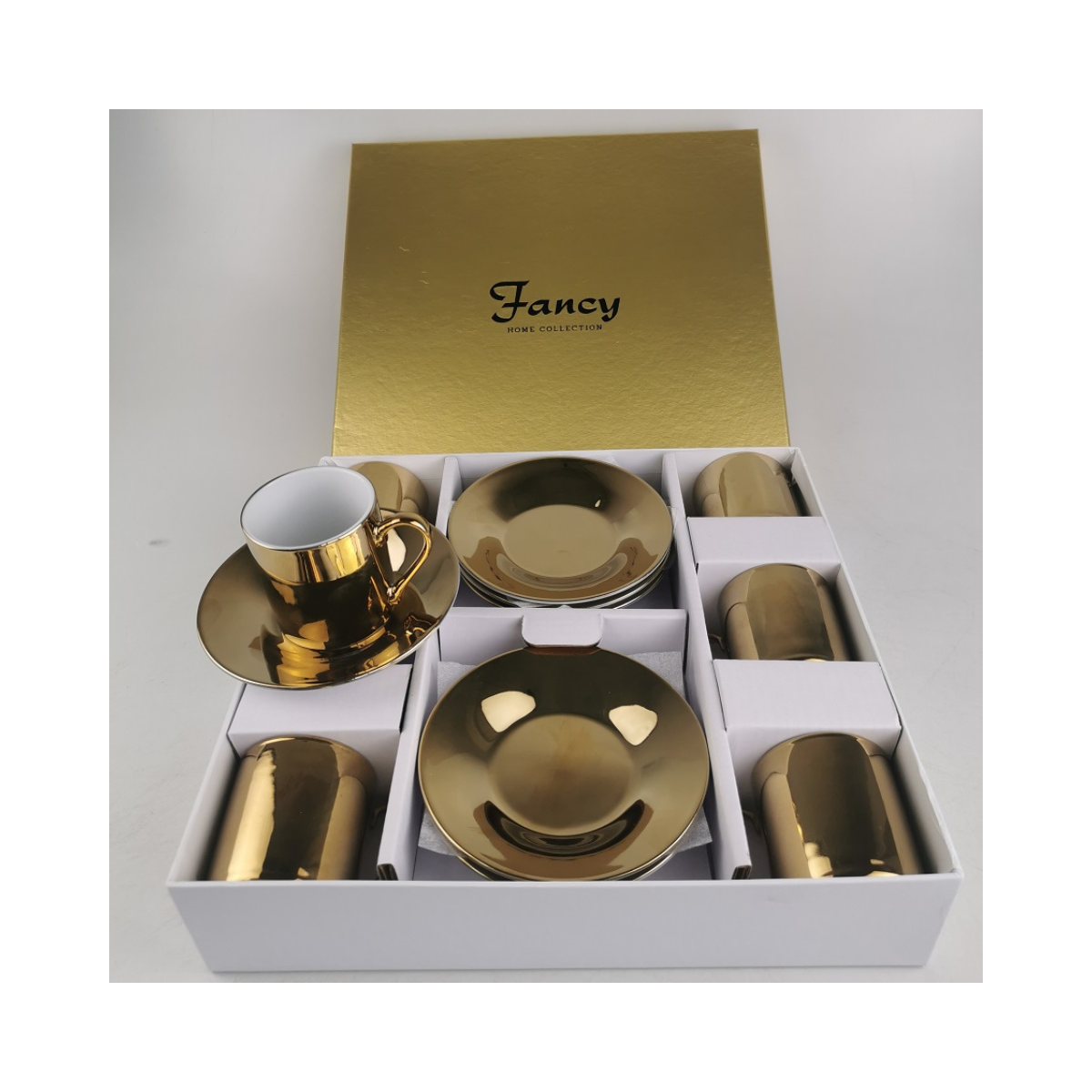 Goldene Espressotassen Geschenkbox 6 Stück